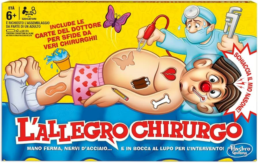 Hasbro Gaming L'Allegro Chirurgo, Gioco In Scatola, dai 6 Anni in Su,  Multicolore, 39 x 4 x 24.1 cm : Amazon.it: Giochi e giocattoli