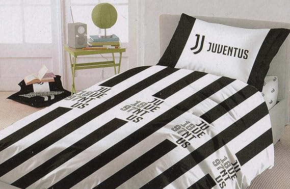 Juventus Completo Letto in Cotone Prodotto Ufficiale Lenzuola Juve Nuova Collezione (Singolo)