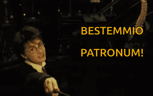 a harry potter poster with the words bestemmio patronum