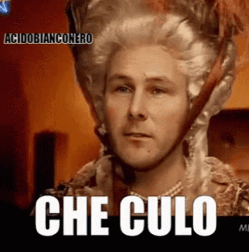 a man in a wig with the words che culo written on the bottom