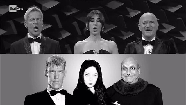 Risultati immagini per Baglioni Bisio e raffaele come la famiglia Addams