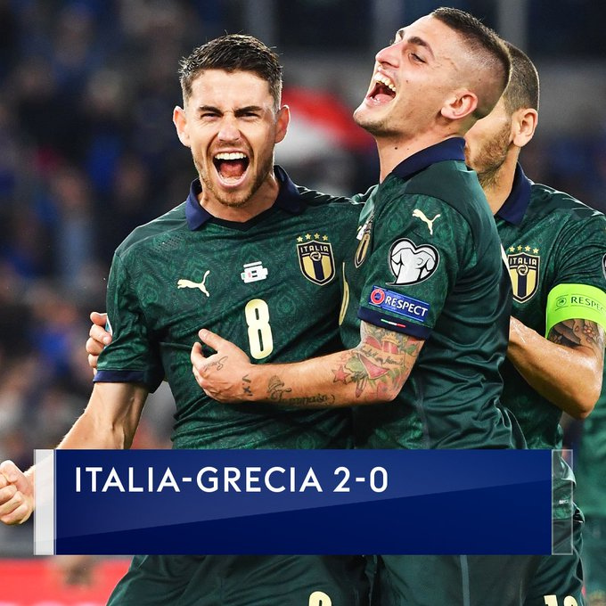Italia-Grecia 2-0: Gli Azzurri si qualificano da primi per Euro 2020. È  record | L&#39;ARENA del CALCIO