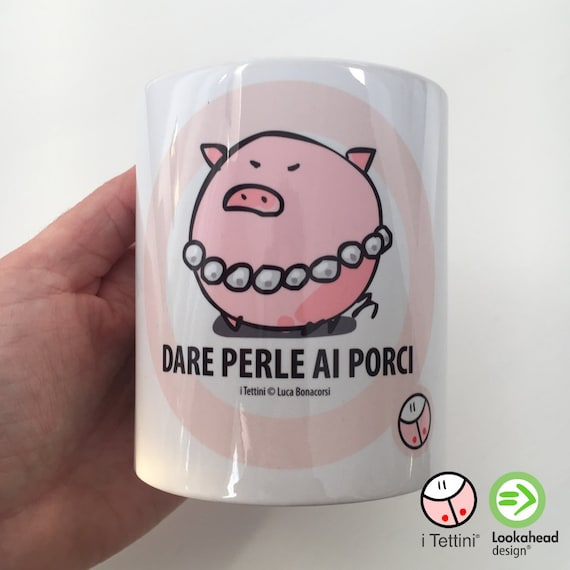 Mug Mug Cup in Ceramics Give PERLE TO PORCI the Tettini® | Etsy