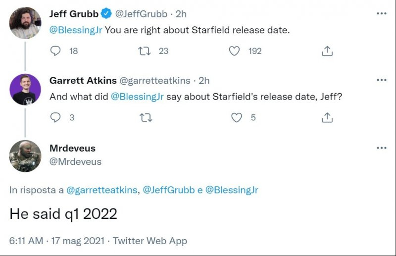Starfield, il tweet di Jeff Grubb sul periodo di uscita.