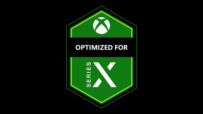A black background with a green badge, the top of the bag has the Xbox nexus, with text reading "Optimized for Series X."