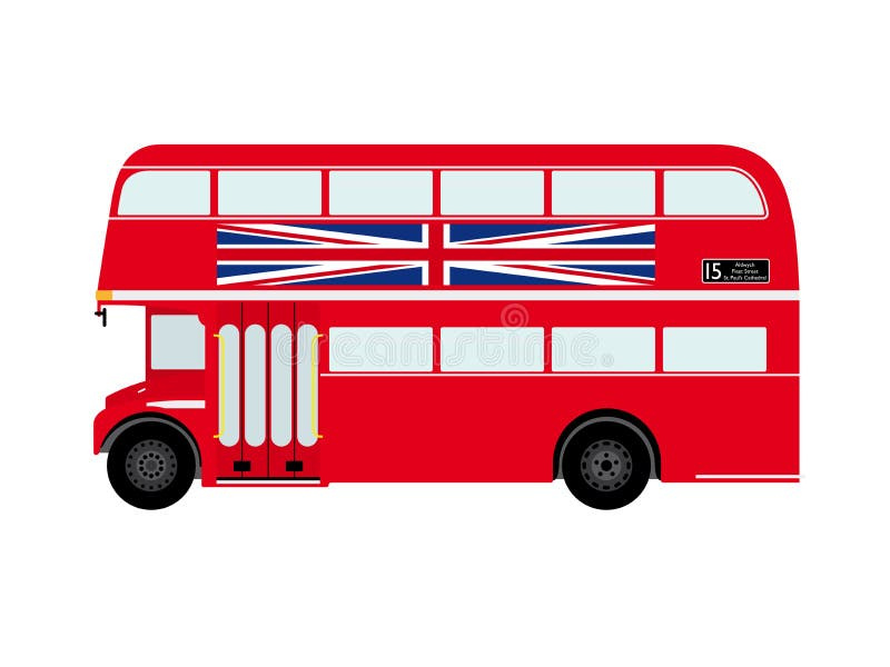 Autobus a Due Piani Rosso Di Londra Con Union Jack Illustrazione Vettoriale  - Illustrazione di vettore, disegno: 47613578